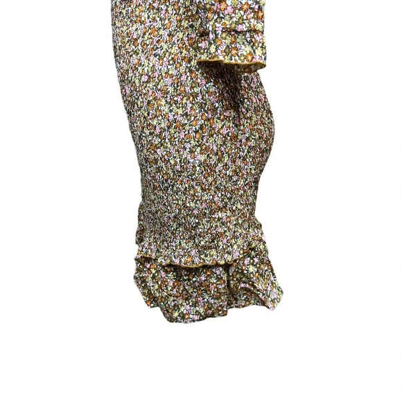 Faithfull The Brand Es Saada Floral Smocked Dress Brown Pink Size 2‎ - Picture 8 of 13